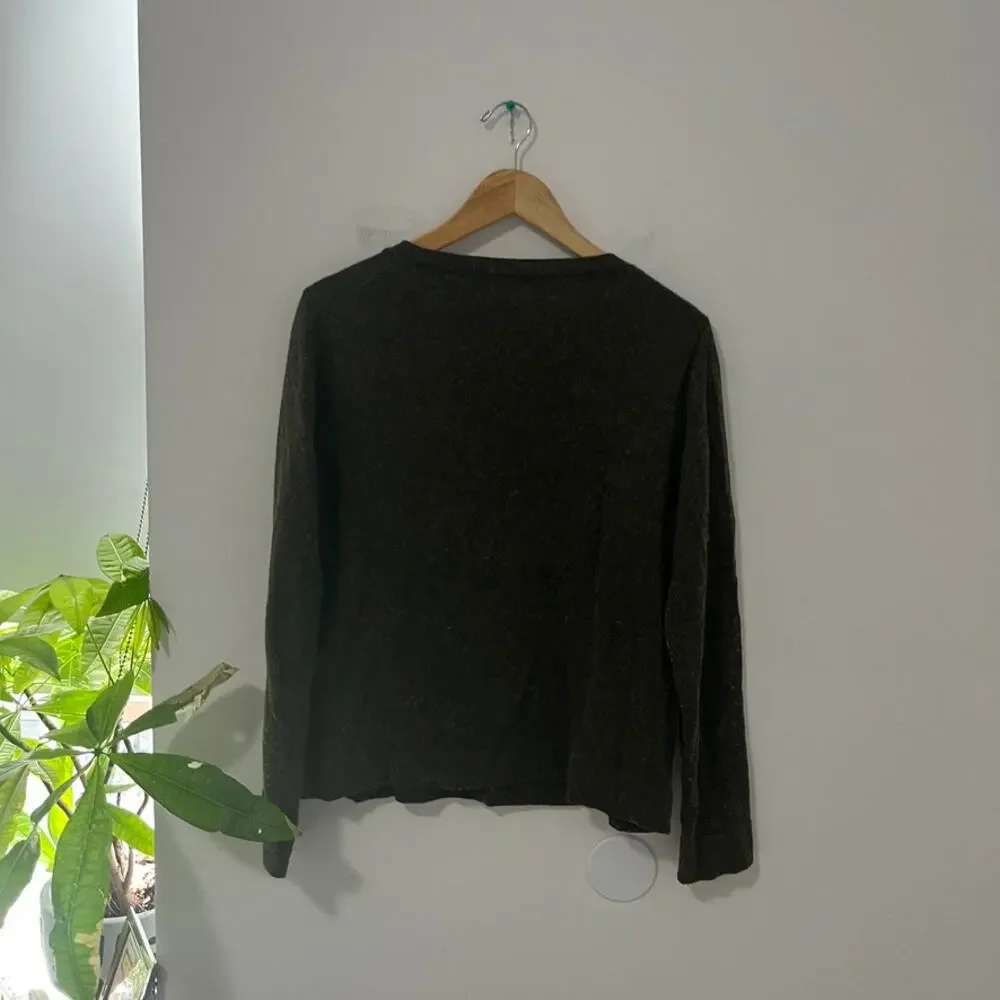 J. Crew Dark Green Wool Blend Teddie Sweater Size Large